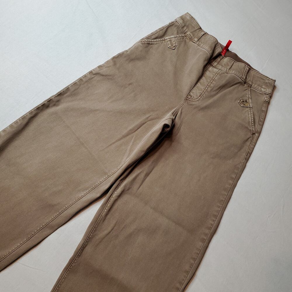 Spanx Women's Size M Stretch Twill Cropped Wide Leg Pants Taupe 20312